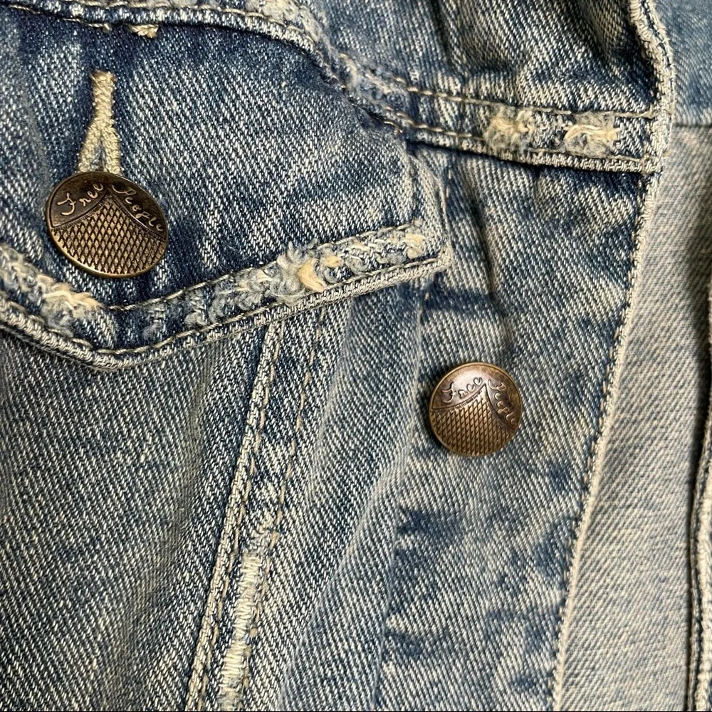 Free People | Mixed Media Distressed Hooded Jean Jacket - Picture 6 of 11